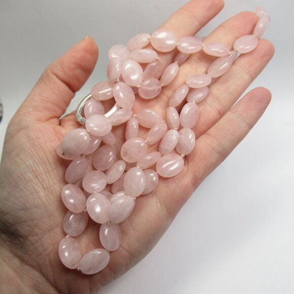 Rose Quartz oval bead necklace - Picture 6 of 11